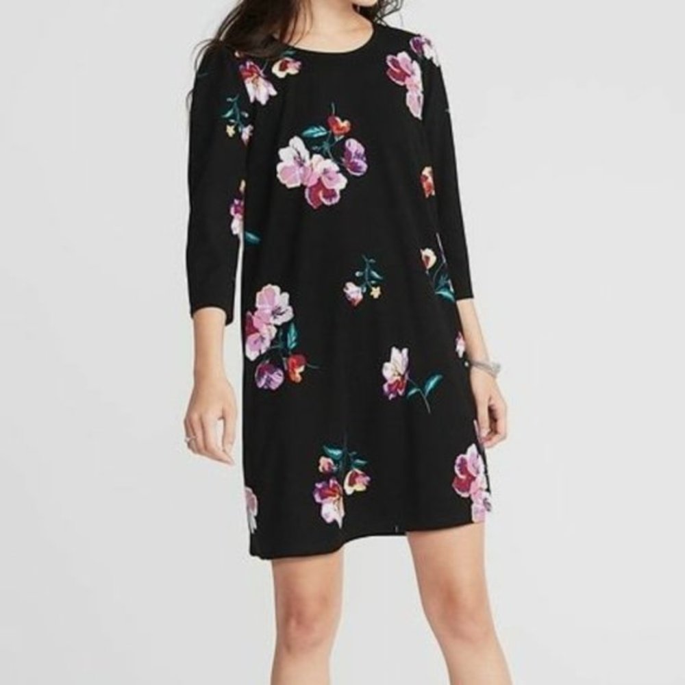 Old Navy Black Floral Ponte-Knit Dress Size XS